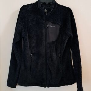 Marmot Black Fleece Zip Up Jacket Cozy Warm Full Zip Pockets
